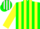 Silk - Green, blue and yellow braces, white cresent moon, green, blue and yellow stripes on sleeves