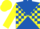 Silk - Royal blue and yellow diagonal quarters, royal blue blocks on yellow sleeves, royal blue hoops on yellow cap