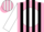 Silk - Pink, black 'km' on white ball, black stripes on white slvs