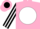 Silk - Pink, black 'km' on white ball, black and white striped slvs