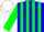 Silk - Blue, white hurricane emblem, green stripes on sleeves, white cap