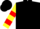 Silk - Black, red 'trs' on yellow shield, yellow and red bars on sleeves