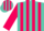Silk - Turquoise, hot pink stripes on sleeves, striped cap