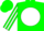 Silk - Green, green inverted 'k', green 'g' on white ball, white stripe on sleeves, green cap