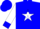 Silk - Blue, blue 'j/h' in white star, blue stars and cuffs on white sleeves, blue cap