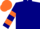 Silk - Navy blue, orange circled 'kj', orange bars on sleeves, orange cap