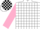 Silk - White, black and white stripes and blocks on pink sleeves
