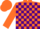 Silk - Orange, purple blocks, orange sleeves, orange cap