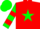 Silk - Red, green star, white sleeves, red hoop, green cap