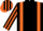 Silk - Black, dayglo orange braces, dayglo orangeandyellow striped sleeves, black and dayglo orange striped cap