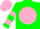 Silk - Green, green shamrock on pink ball, pink bars on sleeves, pink cap