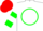 Silk - White, green circle, red sleeves, green hoop, red cap