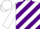 Silk - White and purple diagonal stripes, white sleeves, white cap
