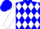 Silk - Blue, ''3'' white diamonds on back, white sleeves