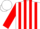 Silk - White, red 'v', red stripes on sleeves, white cap