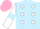 Silk - Light blue, white spots, white sleeves, light blue armlets, pink cap