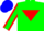 Silk - Green body, red inverted triangle, green arms, red seams, blue cap