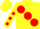 Silk - Yellow, large red spots, red dots on sleeves