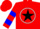 Silk - Red, black star, white circle, blue hoops on sleeves