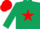Silk - dark Green, red star, dark green sleeves, red cap