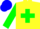 Silk - Yellow body, green saint andre's cross, green arms, blue hooped, blue cap