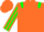 Silk - Orange body, green epaulettes, orange arms, green striped, orange cap, green striped