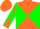Silk - Orange, green  diagonal quarters, orange and green diagonal quarters on slvs
