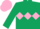 Silk - dark Green body, pink triple diamond, pink cap