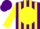 Silk - Purple, purple 'c' on yellow ball, yellow stripes on sleeves, purple cap