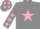 Silk - grey, pink star, pink stars on sleeves, grey cap, pink stars