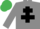 Silk - Grey, black cross of lorraine, emerald green cap