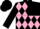 Silk - Black, pink diamonds, pink and black quartered sleeves, black cap