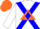 Silk - White, Orange Triangle, Blue Cross belts, Orange Band On Sleeves, Orange Cap