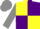 Silk - yellow, purple quarters, grey sleeves, grey cap