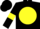 Silk - black, yellow ball, black sleeves, yellow armlets, black cap