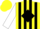 Silk - Yellow, black diamond, black stripes on white sleeves, yellow cap