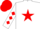 Silk - White, red star, diamonds on sleeves, red cap