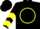 Silk - Black, yellow  circle and 'c', black sleeves, yellow chevrons, black cap