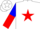 Silk - White, red star, blue and red halved sleeves
