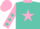 Silk - Turquoise, pink star, pink sleeves, turquoise stars, pink collar and cap