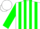 Silk - White; green 'jr', green braces, green stripes on sleeves, white cap