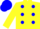 Silk - YELLOW, blue spots, yellow slvs, blue cap