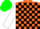 Silk - Orange and green triangular thirds, black blocks on white sleeves, green cap