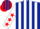 Silk - Dark blue and white stripes, white sleeves, red stars, dark blue and red striped cap