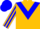 Silk - Gold, inverted blue chevron, blue stripe on sleeves, gold and blue cap