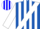Silk - Royal blue, white sash, blue and white emblem, white stripes on sleeves