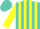 Silk - Turquoise, 'djl' in yellow lightning bolt, yellow stripes on sleeves, turquoise cap