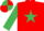 Silk - Red, emerald green star and sleeves, emerald green and red quartered cap