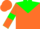 Silk - Orange, green yoke,  green armlets on sleeves
