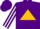 Silk - Purple, gold triangle, gold sleeves, white stripes, purple cap